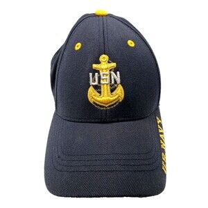 USN Navy Hat Blue Adjustable Cap Anchor Embroidered Deckplate Leader